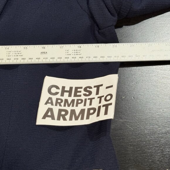 41 Hawthorn Navy Blue Knit One Button Blazer Jacket Elbow Patches Women size XL - Picture 8 of 13